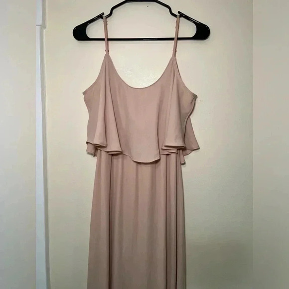 Show Me Your MuMu Caitlin Ruffle Maxi Dress Dusty Plush Crisp size small - Picture 5 of 9
